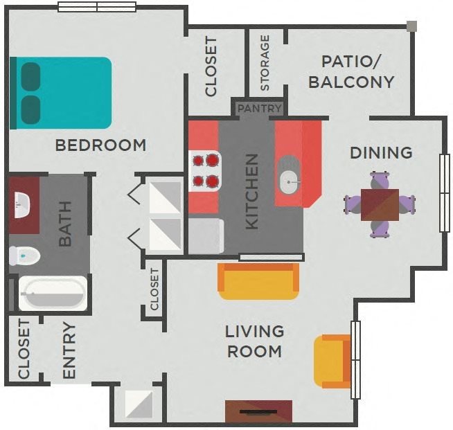 The Sweetwater (1x1) Floor Plan 2